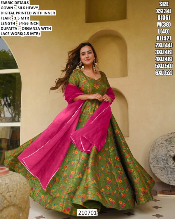 Floral Printed Gown With Dupatta For Women