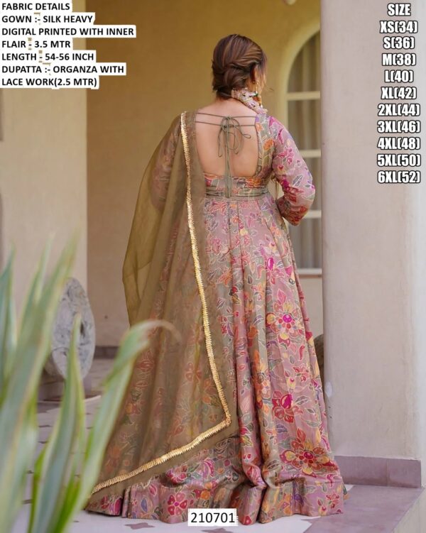 Floral Printed Gown With Dupatta For Women