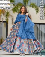 Floral Printed Gown With Dupatta For Women