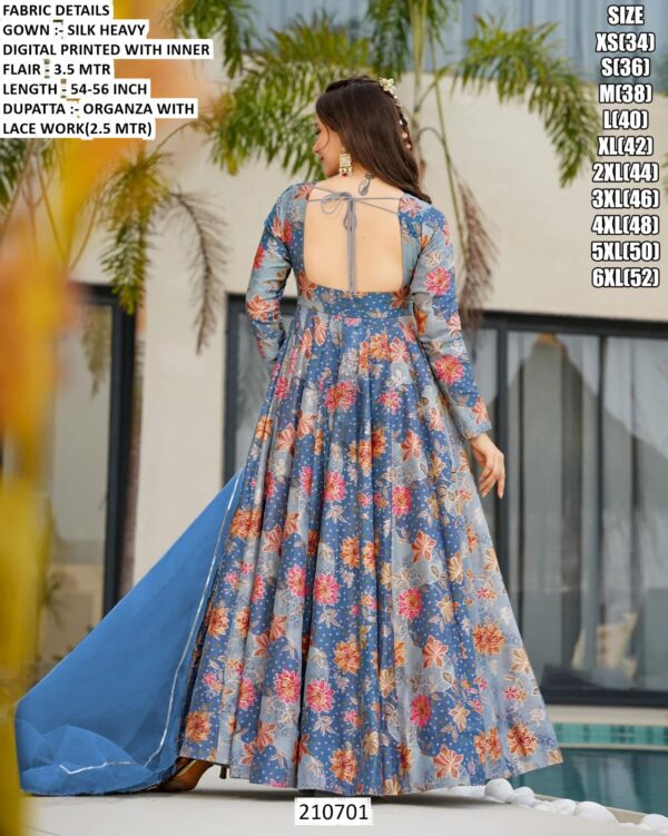Floral Printed Gown With Dupatta For Women