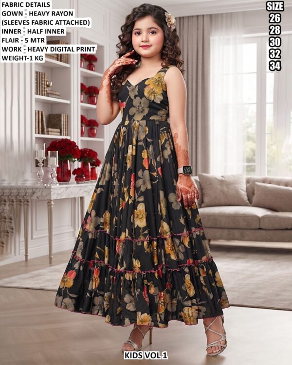 Beautiful Printed Long Gown For Girls