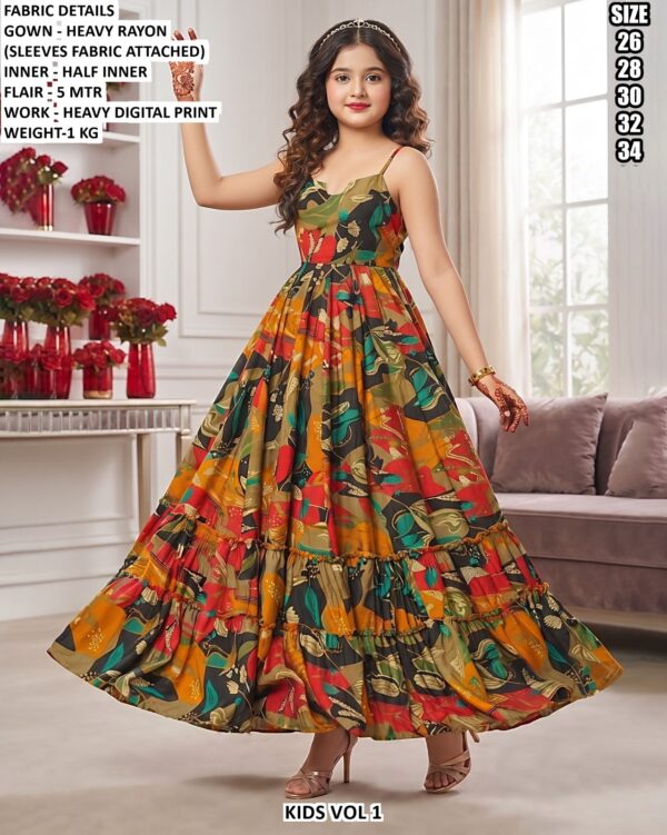 Beautiful Printed Long Gown For Girls