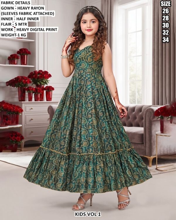 Beautiful Printed Long Gown For Girls