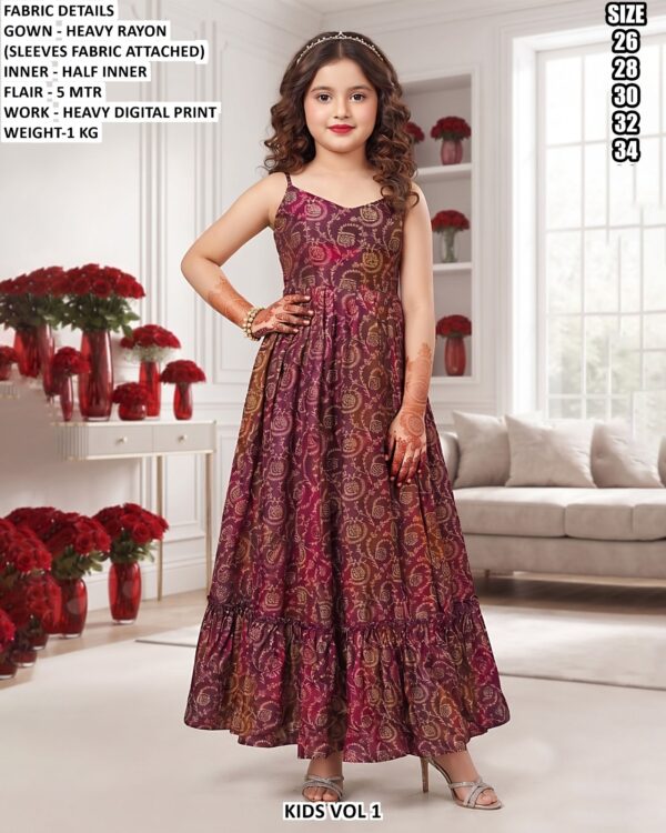 Beautiful Printed Long Gown For Girls