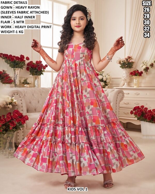 Beautiful Printed Long Gown For Girls