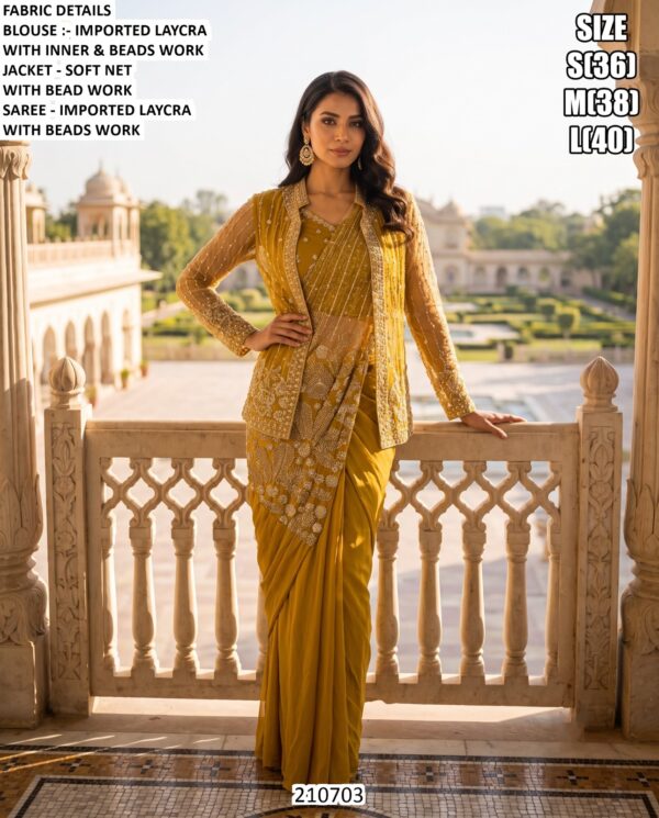 Elegant Jacket Style Party Wear Saree For Women