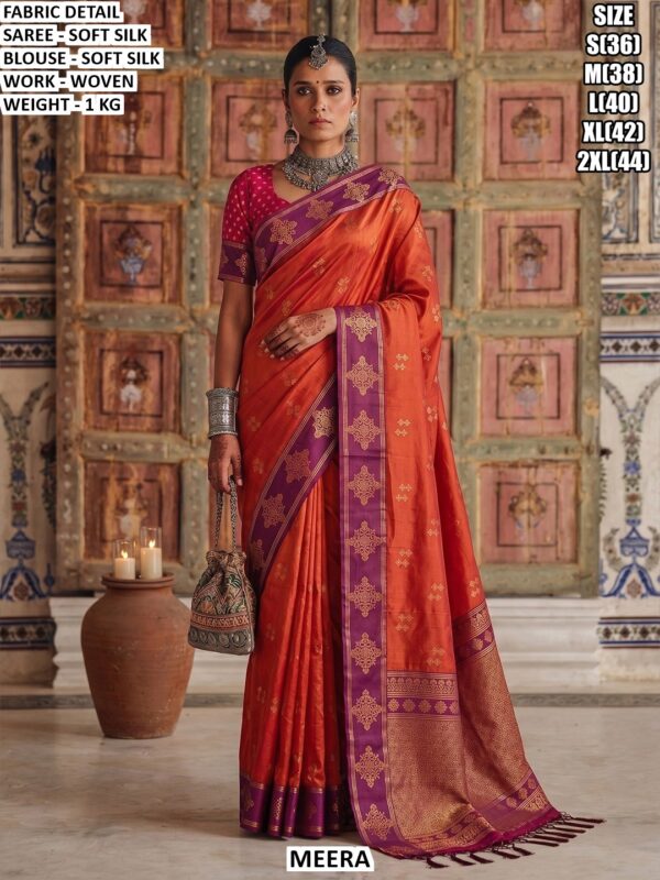 Premium Soft Silk Woven Saree With Blouse