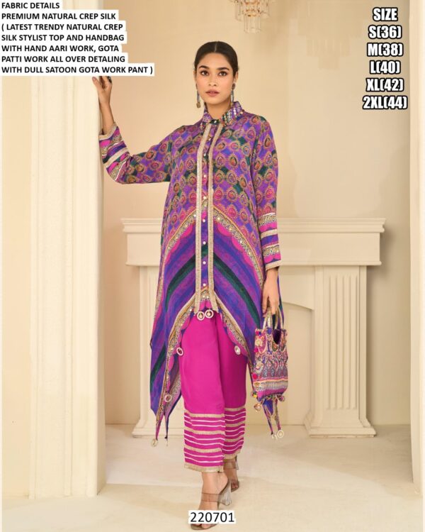 Designer Gota Patti Asymmetrical Silk Outfit