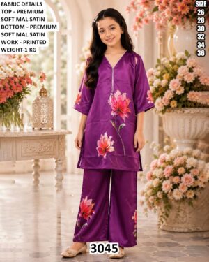 Girls Designer Mul Soft Satin Suit