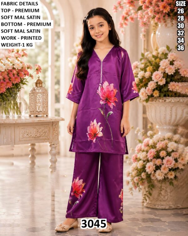 Girls Designer Mul Soft Satin Suit