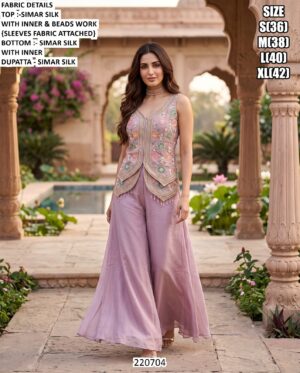Elegant Party Wear Top Palazzo And Dupatta Set