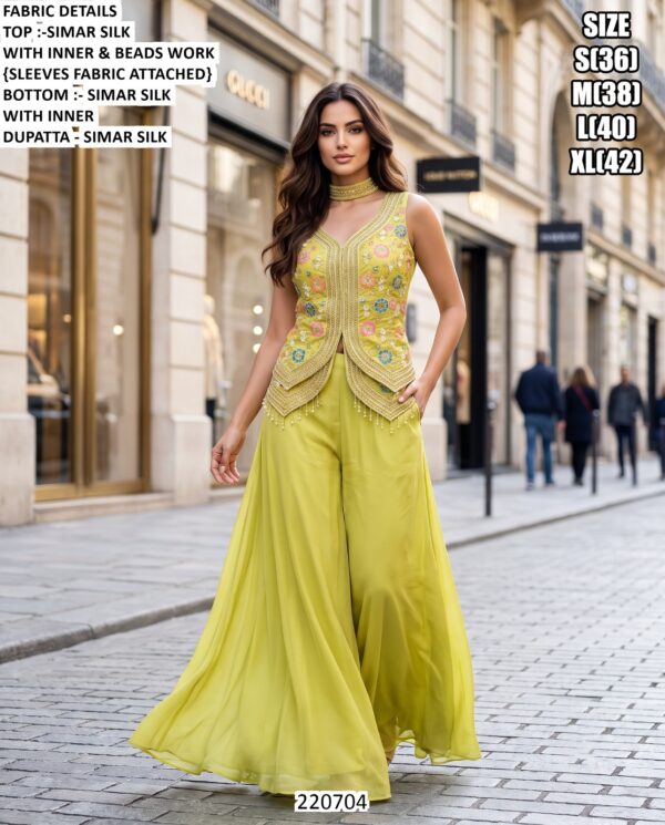 Embroidered Indo Western Palazzo Set For Women