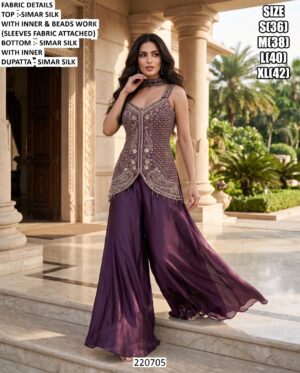 Embroidered Indo Western Palazzo Set For Women