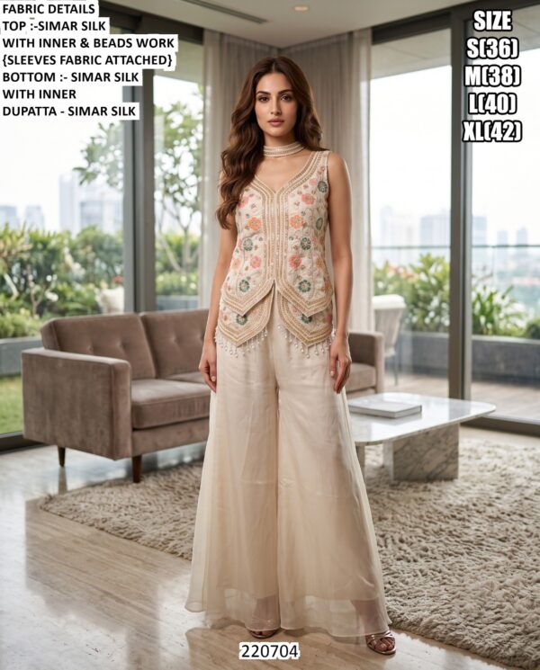 Embroidered Indo Western Palazzo Set For Women