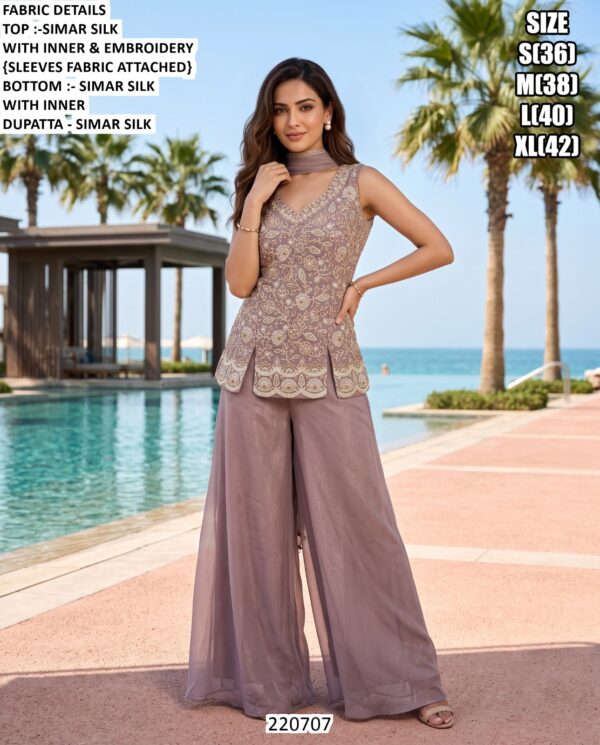 Embroidered Indo Western Palazzo Set For Women