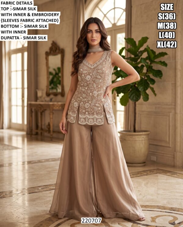 Embroidered Indo Western Palazzo Set For Women