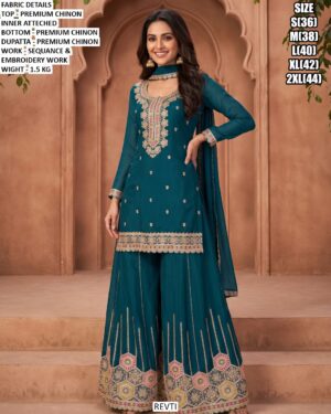 Wedding Wear Three Piece Chinon Suit