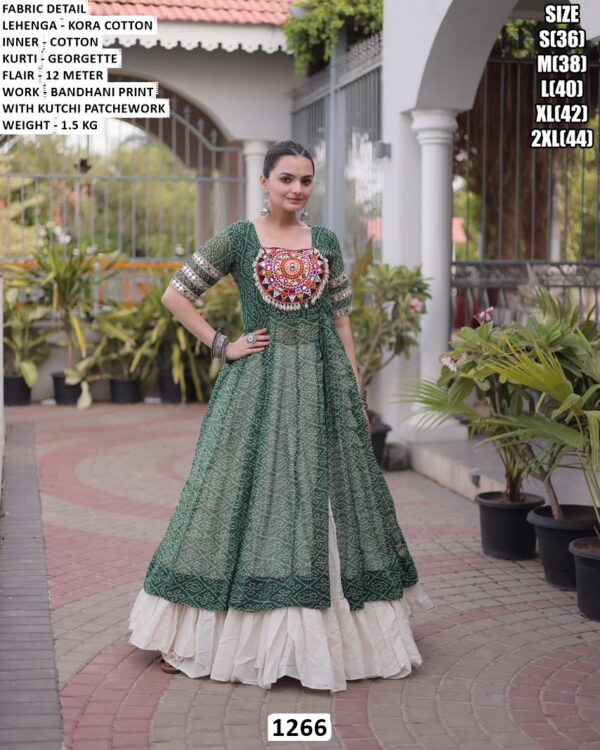 Gujarati Garba Lehenga Kurti With Bandhani Print