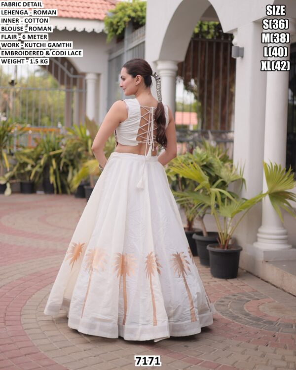 Designer Roman Fabric Kutchi Gamthi Lehenga Choli