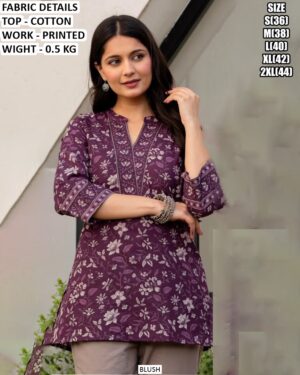 Casual Wear Straight Cut Short Kurti For Women