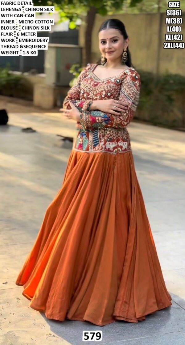 Premium Chinon Silk Embroidered Lehenga Choli
