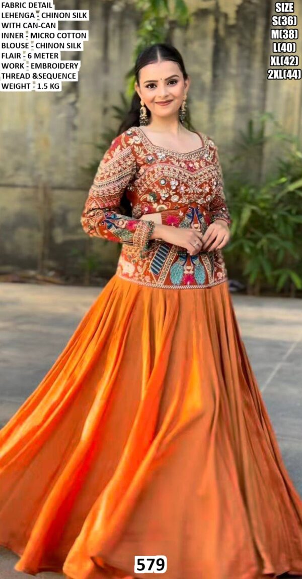 Premium Chinon Silk Embroidered Lehenga Choli