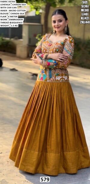 Premium Chinon Silk Embroidered Lehenga Choli