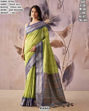 Elegant Tissue Silk Saree With Designer Blouse