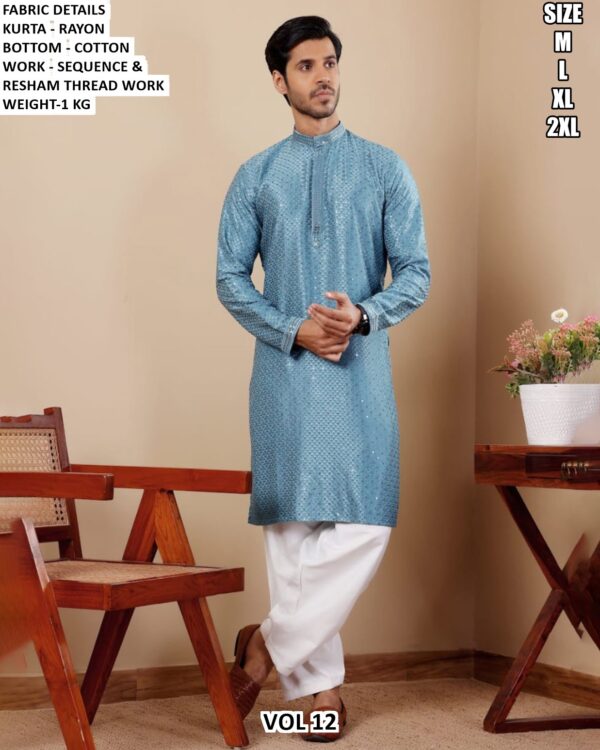 Festive Wear Embellished Kurta Pajama For Men