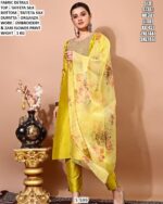 Taffeta Silk Kurta Pant Set With Organza Dupatta
