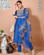Taffeta Silk Kurta Pant Set With Organza Dupatta