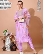 Taffeta Silk Kurta Pant Set With Organza Dupatta