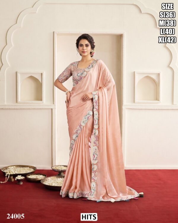 Designer Silk Saree With Embroidered Stitched Blouse