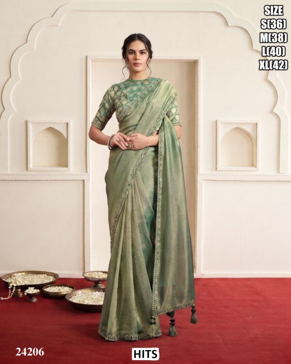 Designer Silk Saree With Embroidered Stitched Blouse