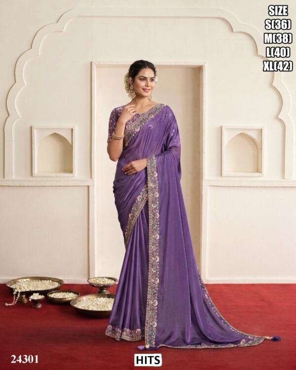 Designer Silk Saree With Embroidered Stitched Blouse
