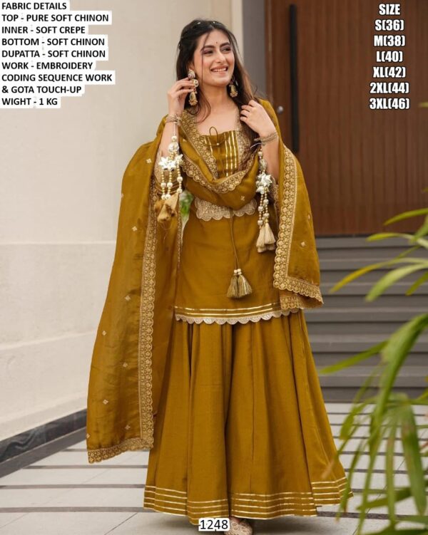 Wedding Wear Chinon Suit With Gota Work Dupatta