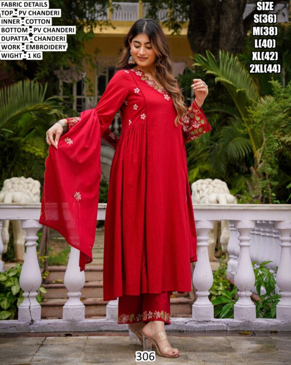Festive Wear Panelled Chanderi Kurta Set