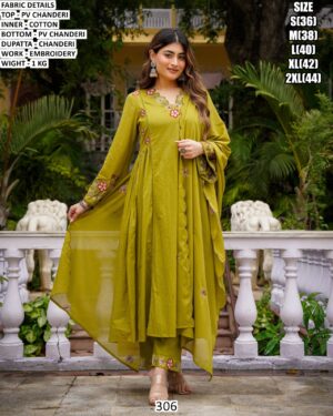 Festive Wear Panelled Chanderi Kurta Set