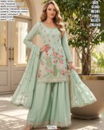 Premium Chinon Embroidered Kurta Palazzo Set