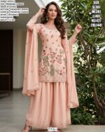 Premium Chinon Embroidered Kurta Palazzo Set