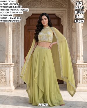 Designer Indo Western Palazzo Set With Shrug Or Dupatta