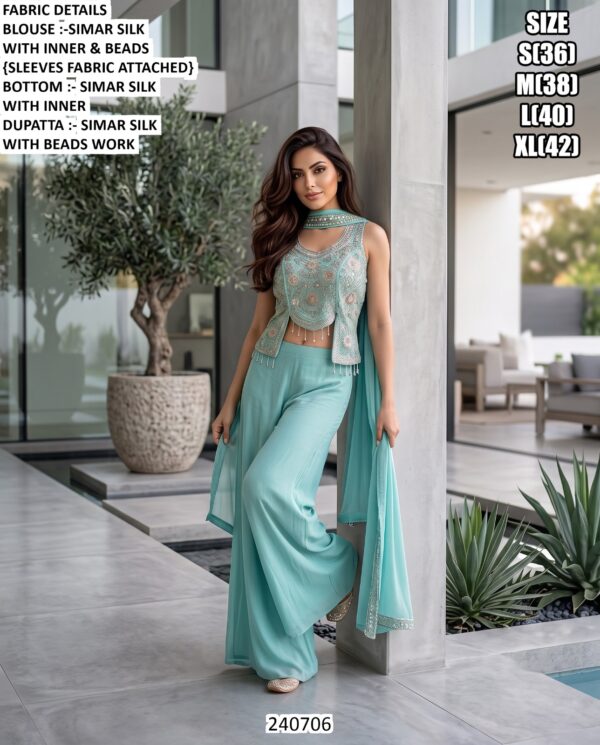 Stylish Wedding Wear Silk Palazzo Suit With Dupatta