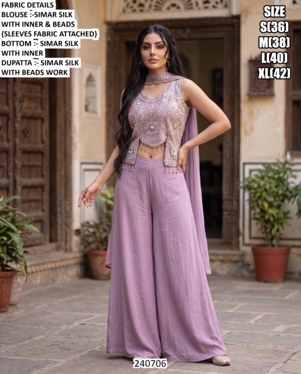 Stylish Wedding Wear Silk Palazzo Suit With Dupatta