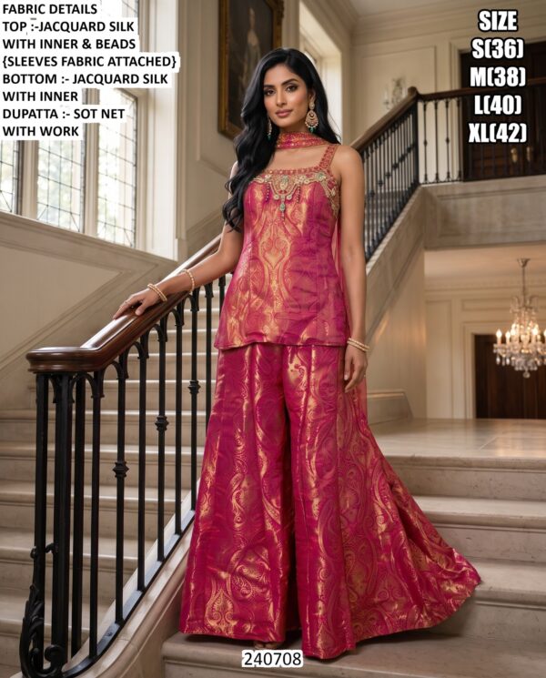 Embellished Wedding Wear Three Piece Outfit