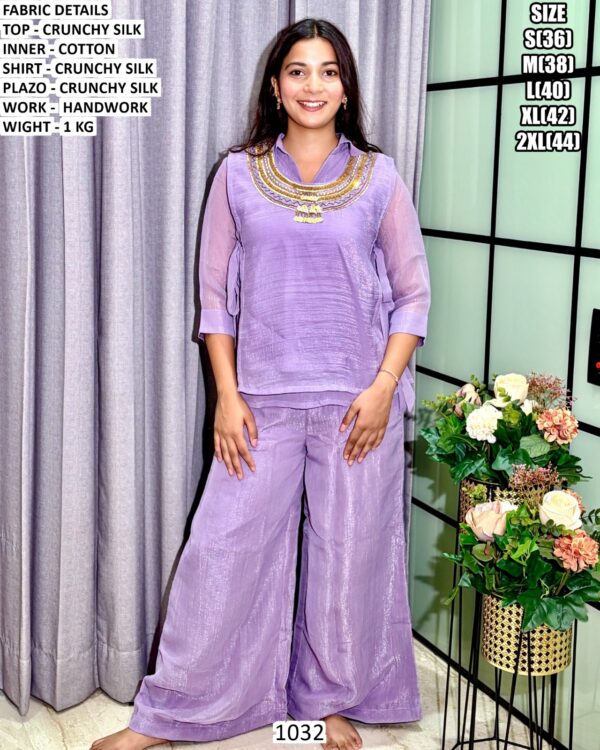 Premium Crunchy Silk Handwork Palazzo Set