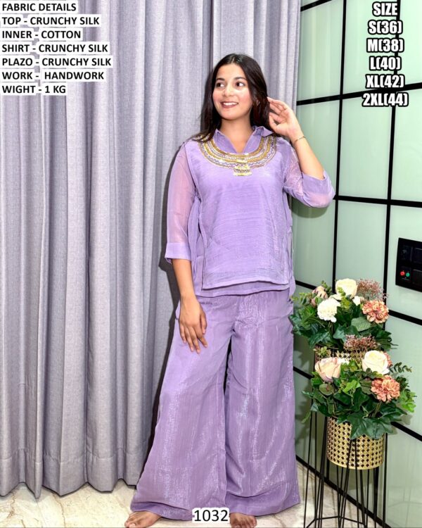 Premium Crunchy Silk Handwork Palazzo Set