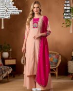 Roman Silk Embroidered Kurta Palazzo Set