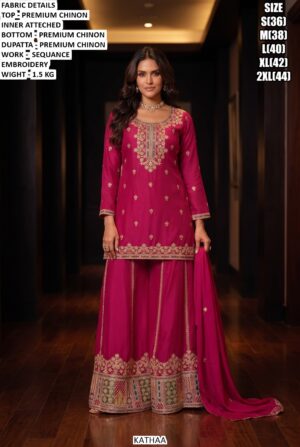 Designer Embroidered Kurta Palazzo Set With Dupatta