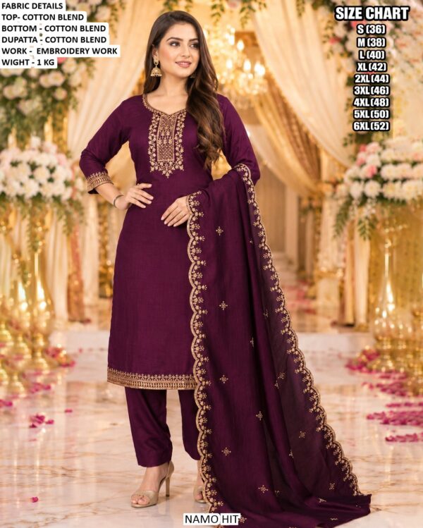 Traditional Embroidered Straight Kurta Pant Set
