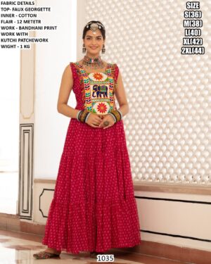 Navratri Wear Kutchi Patchwork Flared Gown